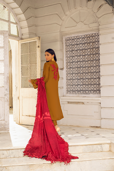 EBONY Brown Cotton Silk Ensemble | Faiza Rehman