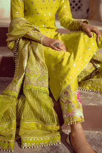 ZIVA Lime Yellow Embroidered kurta pant Set 