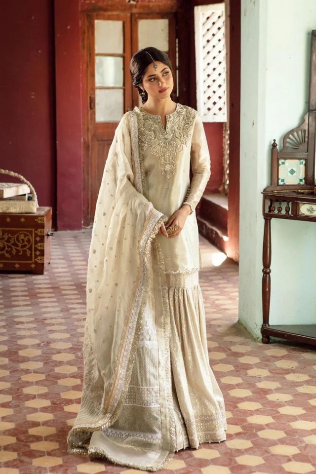 MINHA  Cream Embellished  gharara Set