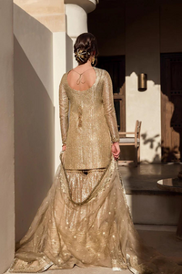 LINIA golden gharara set by Faiza Saqlain's Noor-e-Chashm