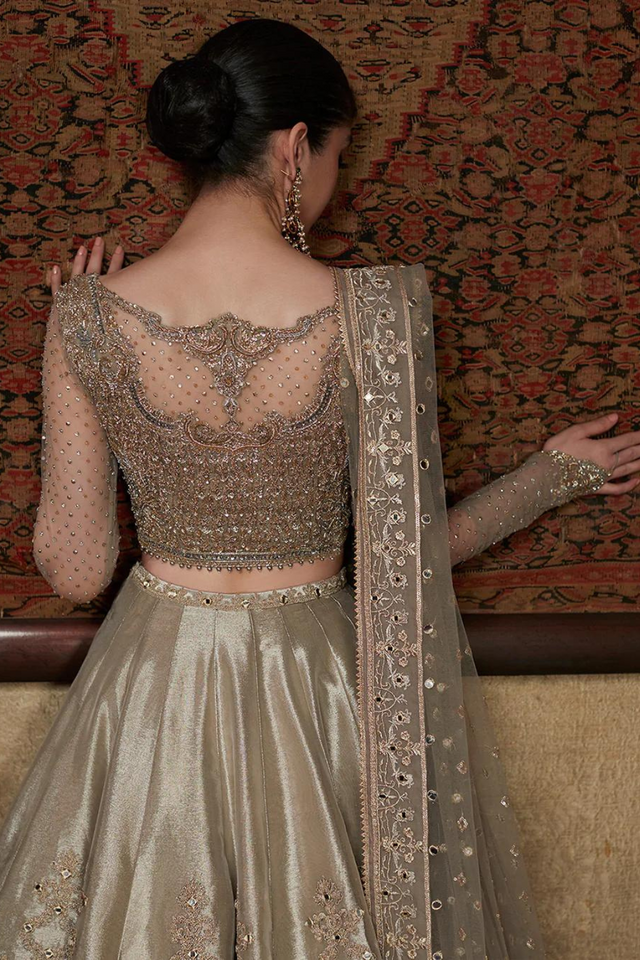 Elegant Ivory DELAL Embroidered Lehnga Choli | Faiza Saqlain