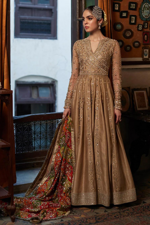 Elegant Sulata Floral Silk Pishwas | Faiza Saqlain