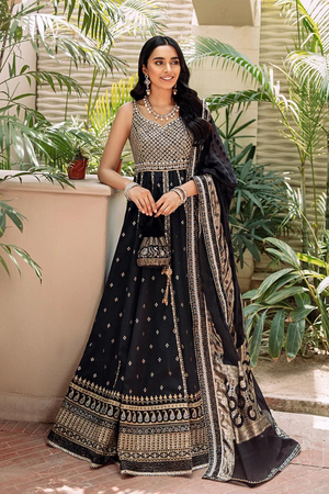 KIARA black pishwas adorned with dainty florals embroiderey