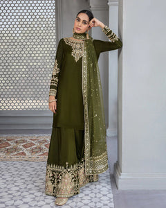 ARHAMA moss green kurta & velvet pants set 