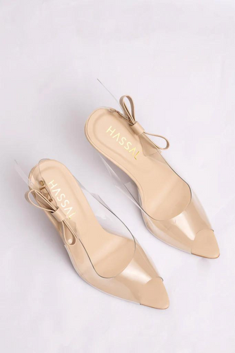 PVC Nude Bow Heels