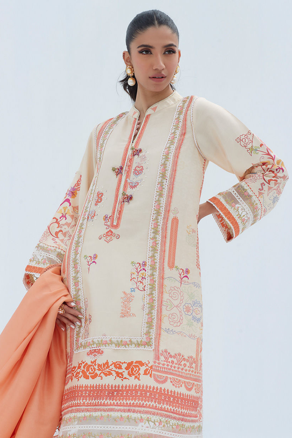 SISILY IVORY SHIRT AND DUPATTA - second image
