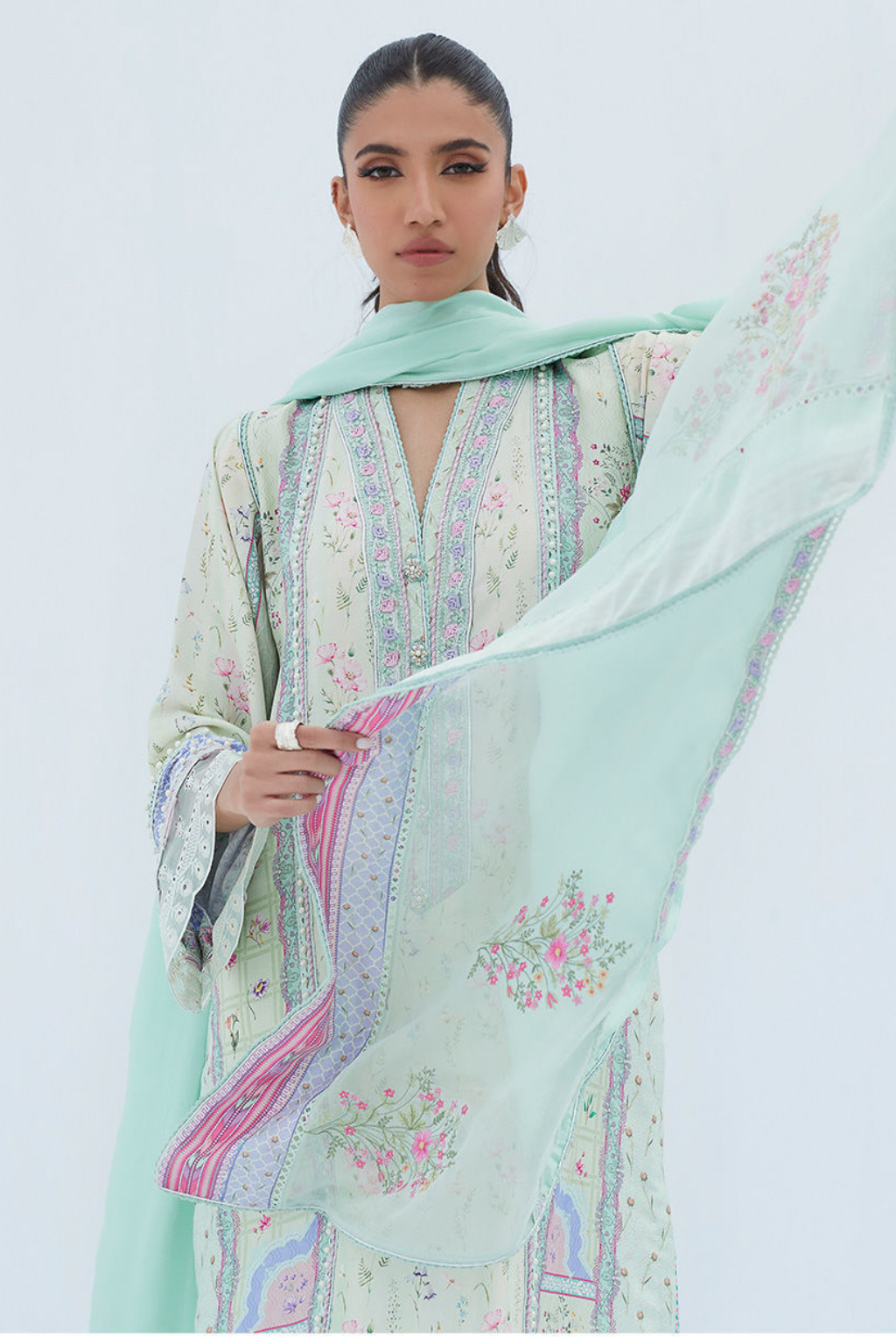 AMANDA AQUA SHIRT AND DUPATTA - second image