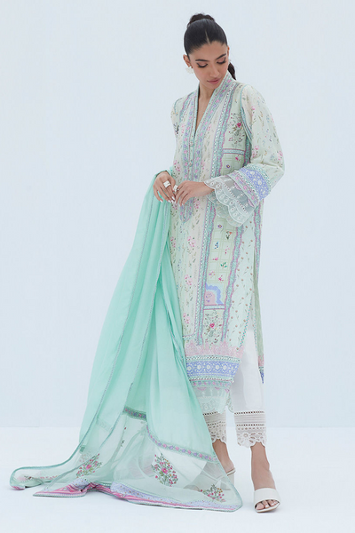 AMANDA AQUA SHIRT AND DUPATTA set from Farah Talib Aziz's LEA Spring23