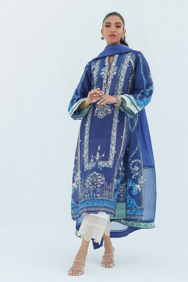 SIMI LAPIS SHIRT AND DUPATTA Lapis Lazuli Blue printed suit 