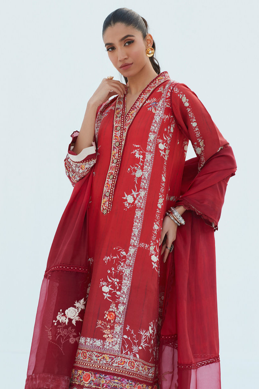 RIE CRIMSON SHIRT AND DUPATTA - second image