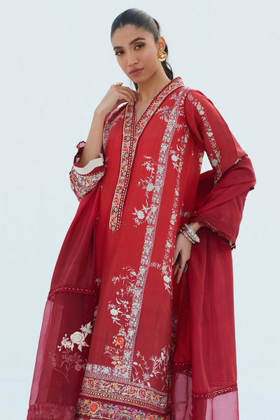 RIE CRIMSON SHIRT AND DUPATTA  from Farah Talib Aziz's LEA Spring'23