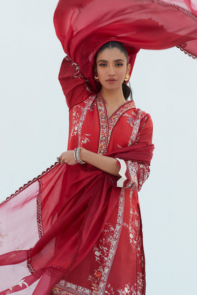RIE CRIMSON SHIRT AND DUPATTA  from Farah Talib Aziz's LEA Spring'23