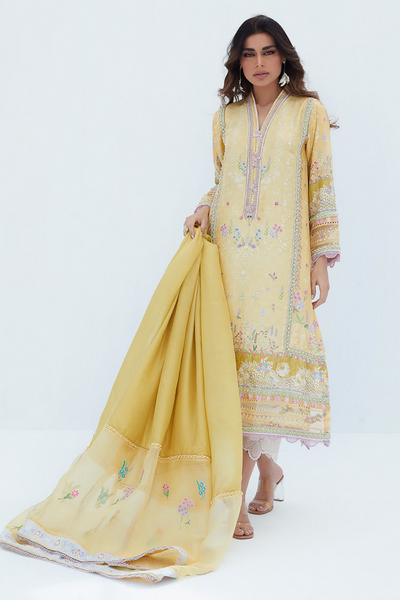 LYMA LEMON SHIRT AND DUPATTA set by Farah Talib Aziz's LEA Spring'23