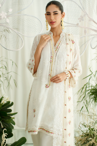 Captivating ROSELTE IVORY Shirt & Dupatta | Bilal Garment