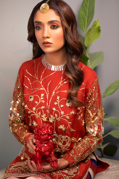 LAKHT Hand Embellished Viscose & Raw Silk Outfit 