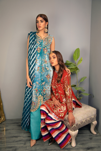 RANGOBADAL FEROZA Resham & Tila Embroidered Velvet Outfit