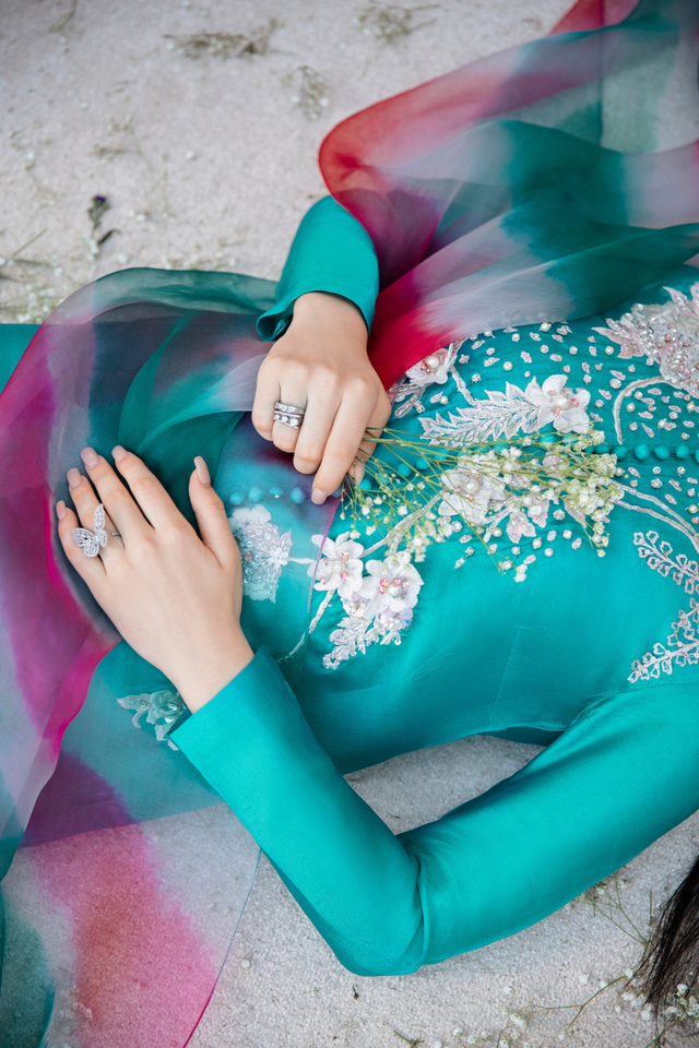 IRIS Embellished Thai Silk Kaftan Dress