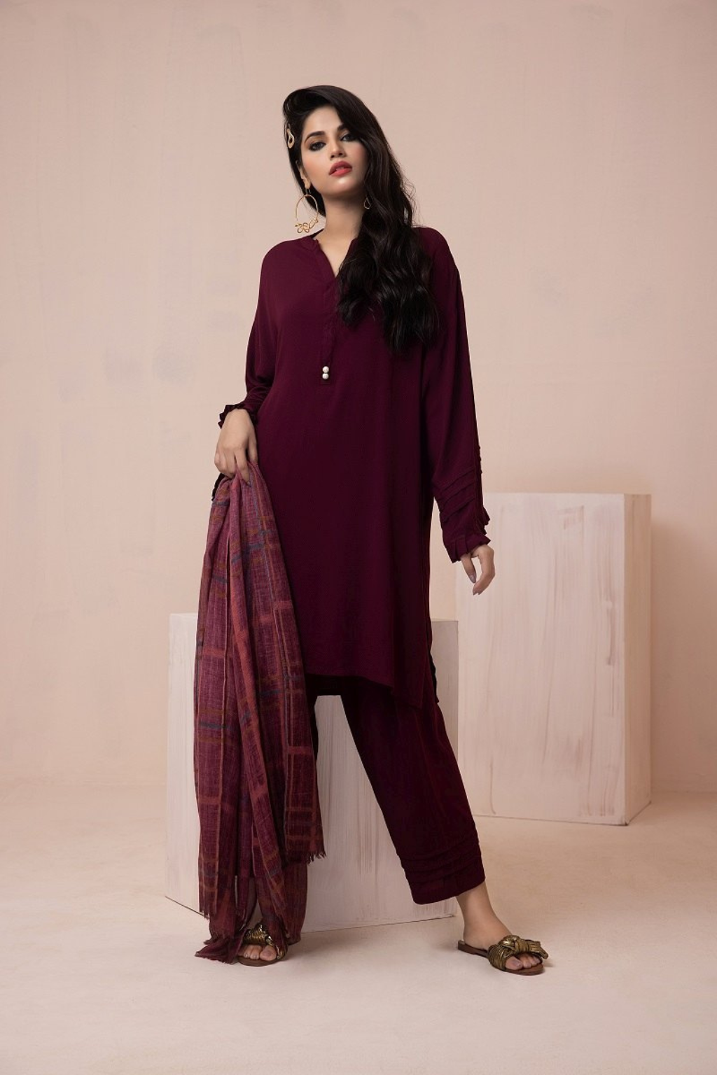 TEXTURED BOX CUT TUNIC -2PC