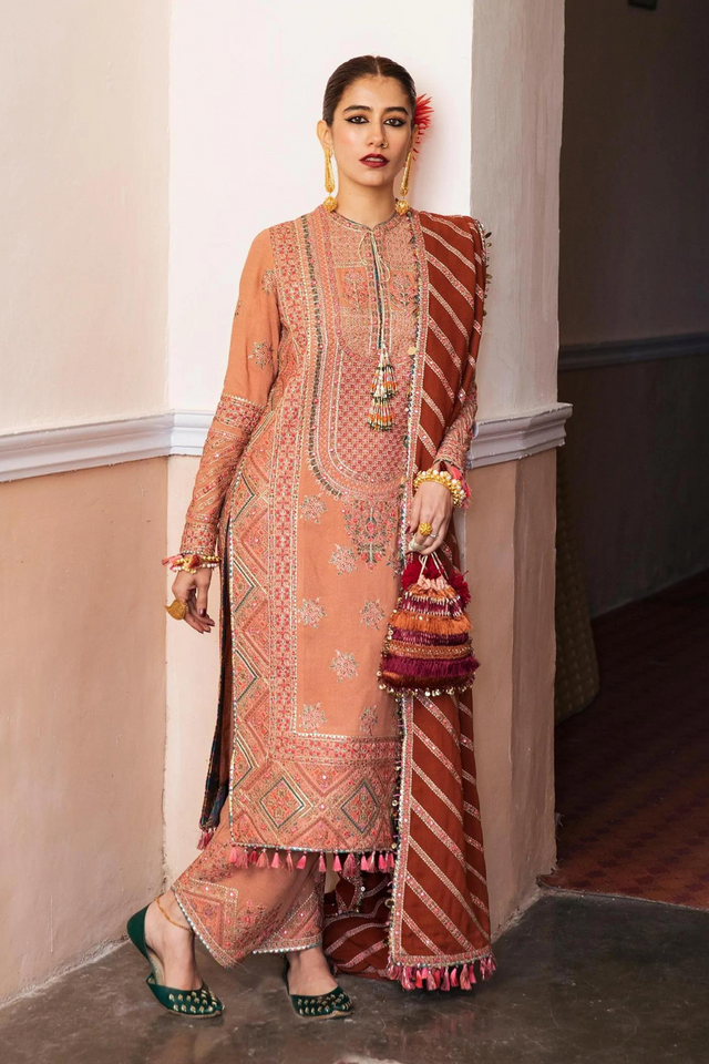 DEEP peach & brown kurta set 