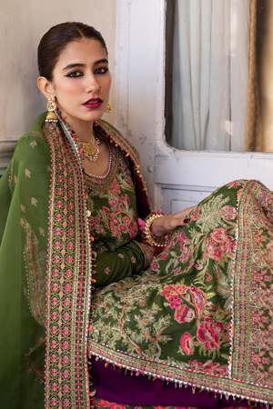 DANEEN  Authentic Elegance in Mehndi Green