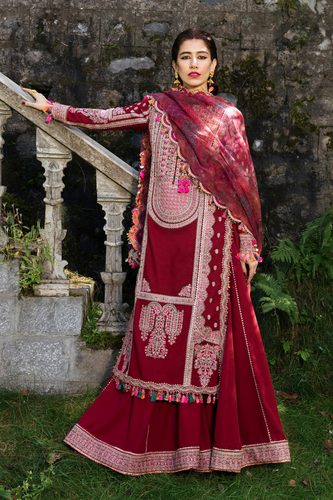 IKSHA Mehroon  Karandi Unstitched Ensemble