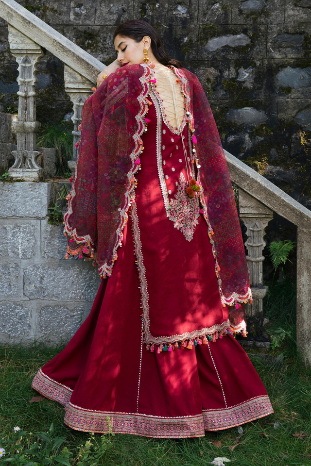 IKSHA Mehroon  Karandi Unstitched Ensemble