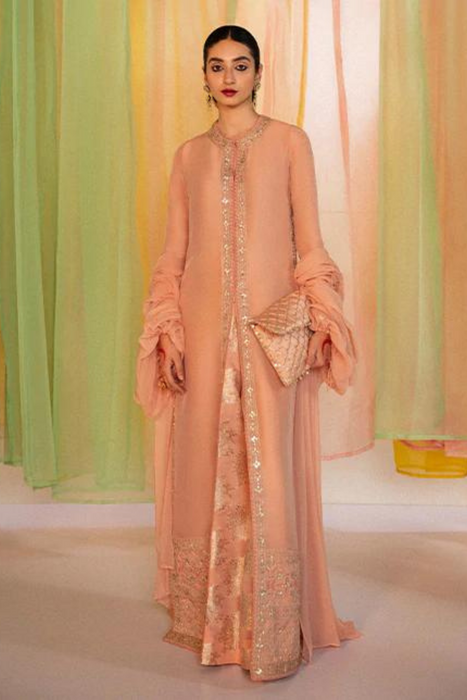 RABT Long Pink Raw Silk Shirt & Chiffon Upper Option