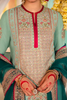 IMROZ  Ice Blue Embellished Detail Raw Silk Shirt & Plaazo Set