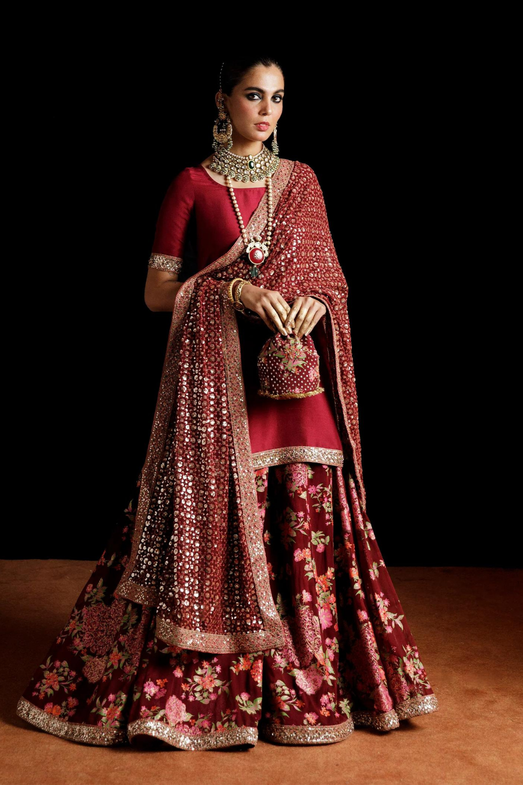 GRANATE Regal Maroon Raw Silk Ensemble