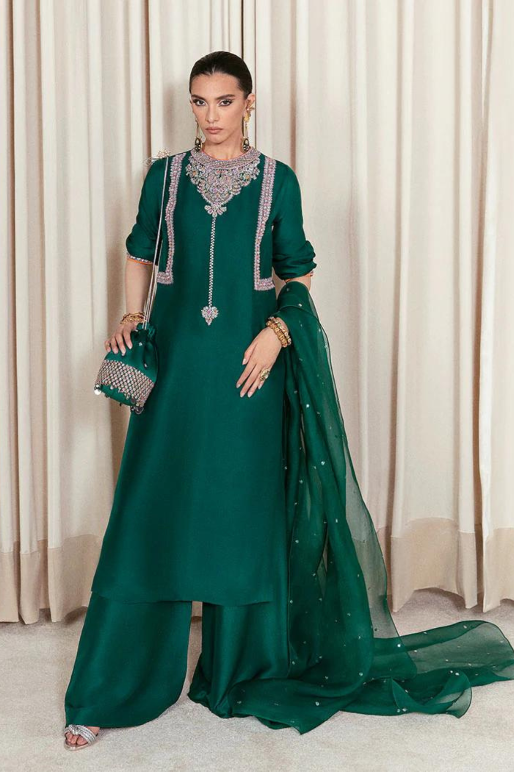 STELLA-GREEN silk kurta set 