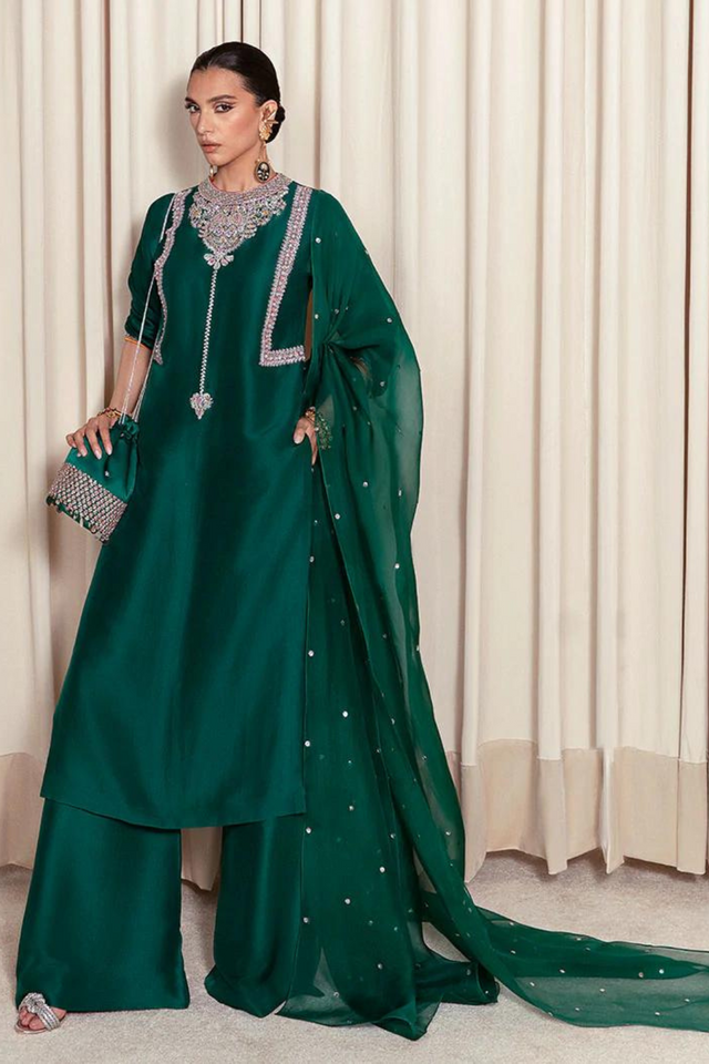 STELLA-GREEN silk kurta set 