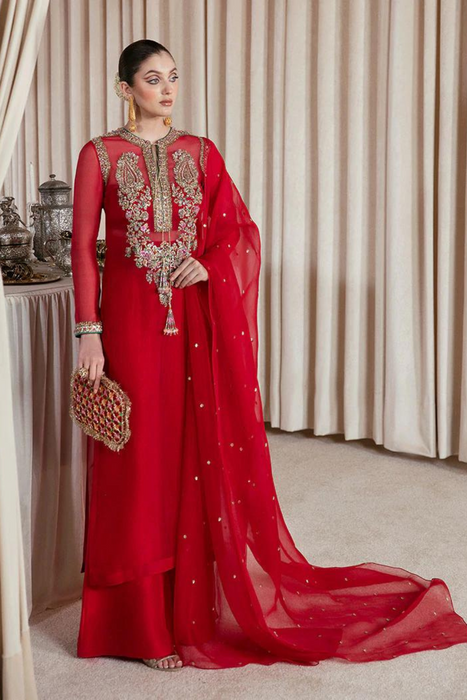 SEVGI RED Organza Suit by Hussain Rehar Moon