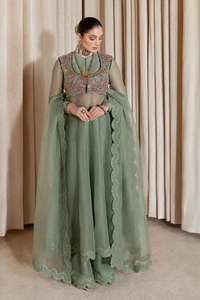 VENUS Sea Green Organza Peshwas by Hussain Rehar Moon 