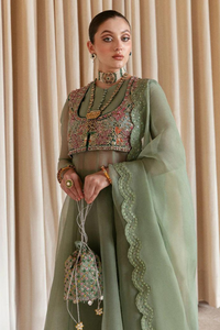 VENUS Sea Green Organza Peshwas by Hussain Rehar Moon 