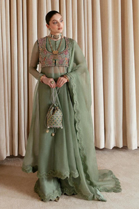 VENUS Sea Green Organza Peshwas by Hussain Rehar Moon 