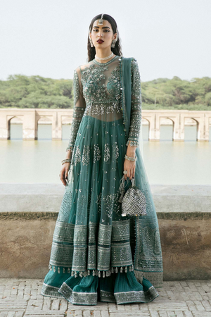 SAFEENA Teal Blue unstitched Festive Suit