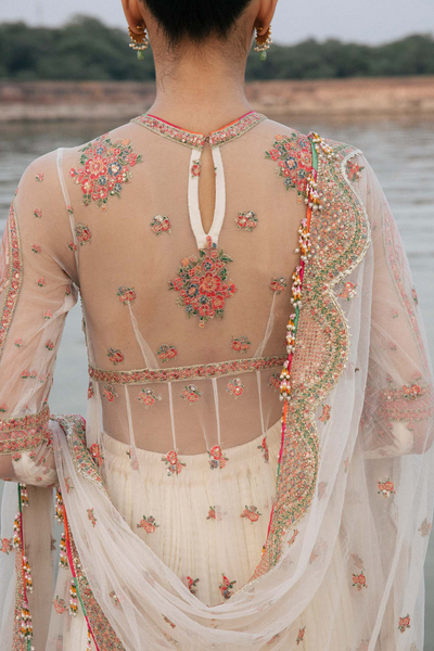 RAYA Ivory Net Festive Unstitched