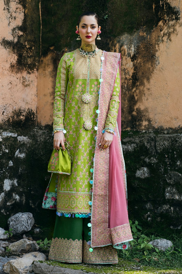 SHEEN Karandi & Chiffon suit by HUSSAIN REHAR 