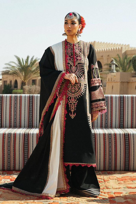 KALAF Black Embroidered Dupatta set by HUSSAIN REHARs Summer Lawn Vol2