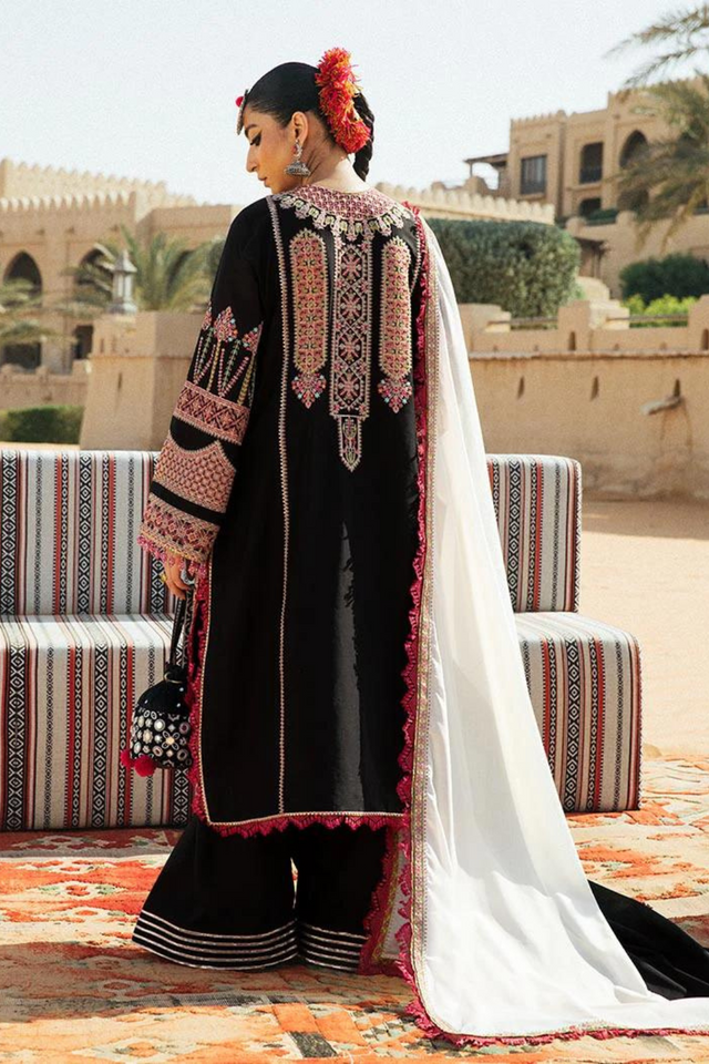 KALAF Black Embroidered Dupatta set by HUSSAIN REHARs Summer Lawn Vol2