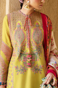 DAHR Lime Yellow kurta & Silk Dupatta set by Hussain Rehar Summer Lawn