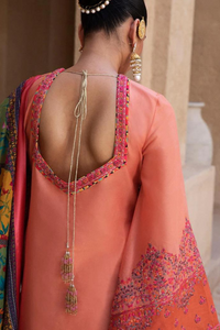 EIN Peach kurta Silk Dupatta set by HUSSAIN REHAR's Summer Lawn Vol-2