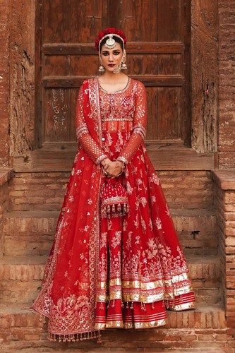 ISMAT Red Shikargah Inspired Outfit with Lehenga