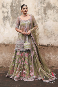 SAFAR  Pistachio Net Ensemble with Embroidered Dupatta