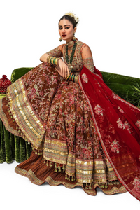 SUHAAG Enchanting Brown Net Outfit with Sharara