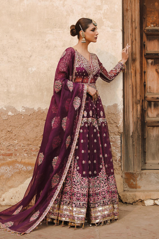 YAAD  Purple Pishwas with Embroidered Dupatta & Sharara