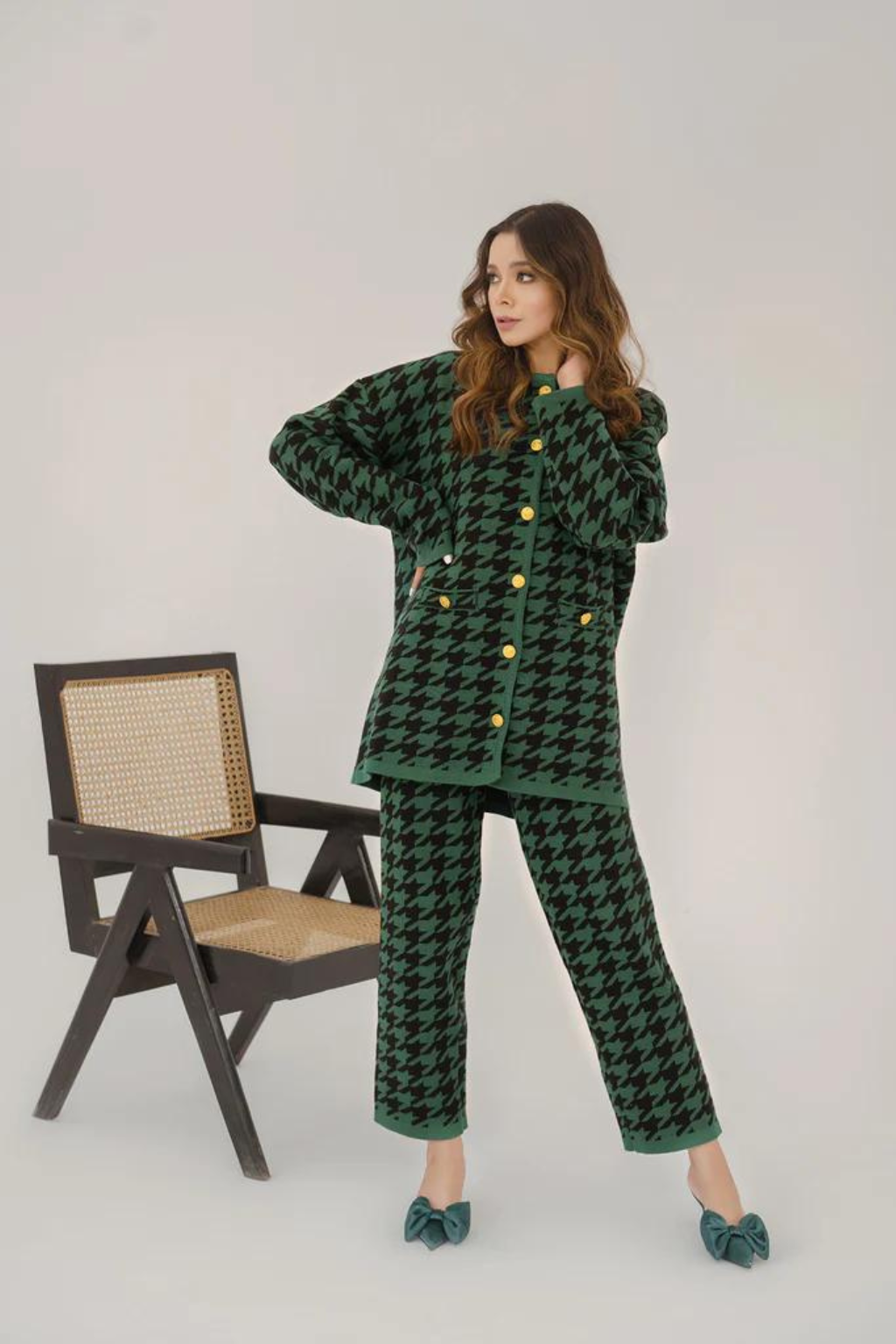 DEFNE GREEN HOUNDSTOOTH SUIT - second image