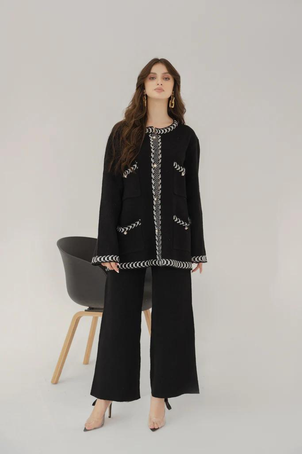AYLIN BLACK TWEED KNIT SUIT