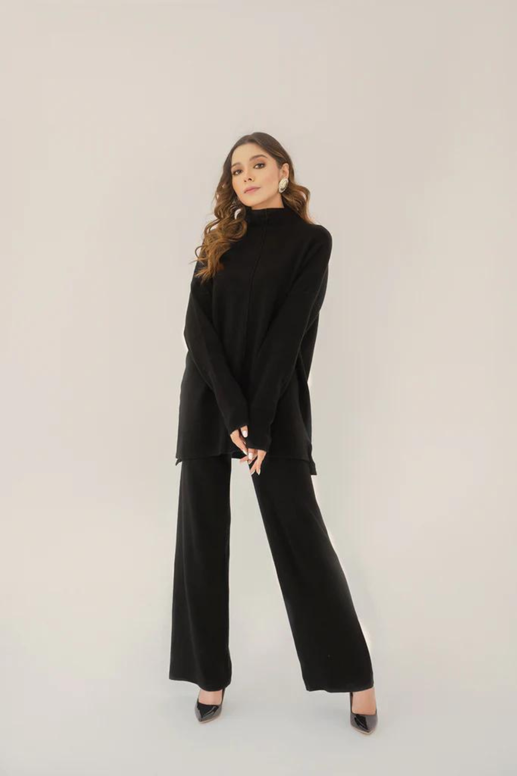 SCARIETT TWO PIECE KNIT SET BLACK