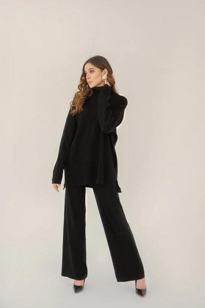 SCARIETT TWO PIECE KNIT SET BLACK by Hassal Co-rd Set Autumn Winter'22